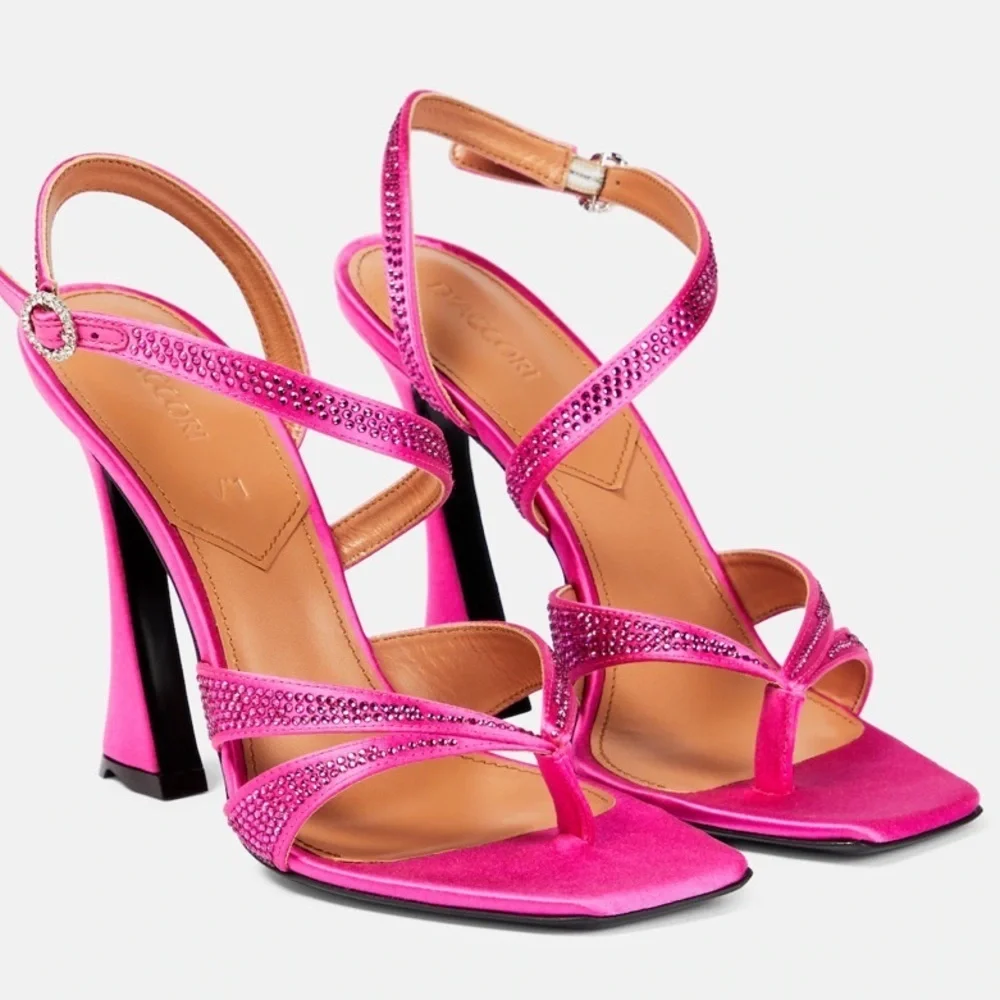 D'ACCORI Raya crystal-embellished‎ 100mm satin sandals in Pink EU37